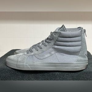 VANS Customs SK8-Hi  Gray Suede Stripe Sneakers Shoes Zip Back SIZE 11 CLEAN
